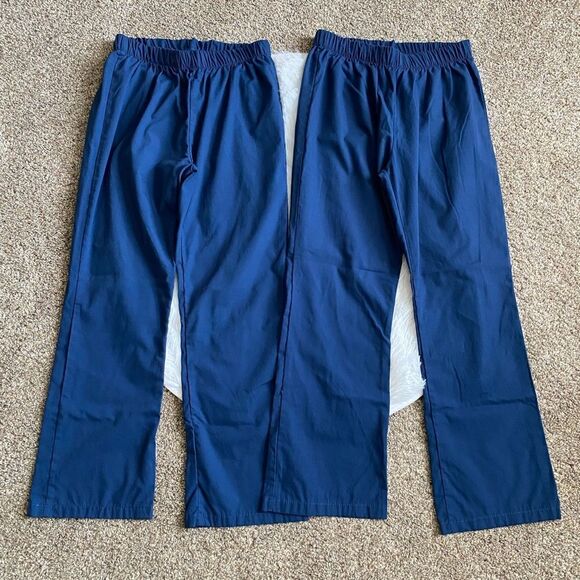 Superior Uniform Blue Scrub Pants 2 Pair Total Pull On Womens Size Small Petite - Picture 1 of 8